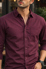 Men Premium Wine Solid Casual Shirt for Everyday Wear OXF