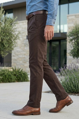 Men Coffee Satin-Finish Structure - Slim Fit Cotton Trousers 5127