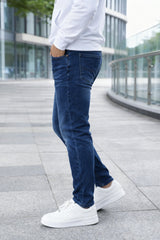 Atlance Men Dark Blue Dark Wash Narrow Fit Stretchable Premium Denim Jeans
