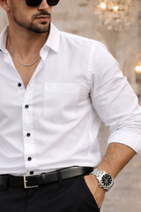 Men White Casual Shirt - Slim Fit Cotton Button Down 261049768