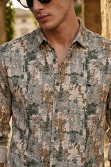 Men Green Abstract Print Casual Shirt | Long Sleeve Zero