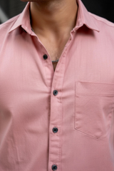 Men Casual Peach Short Sleeve Shirt - Cotton Comfort 261049774