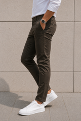 Men Plain Green Chinos | Slim & Regular Fit Pants 5110