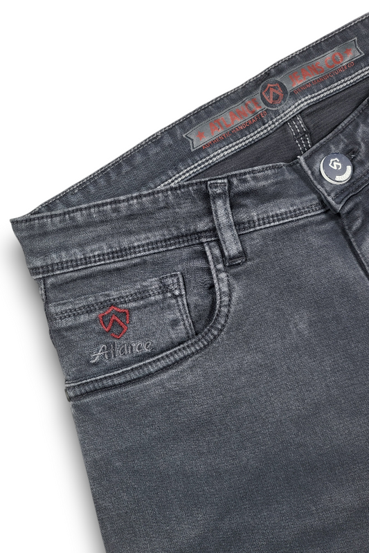 Atlance Mid-Wash Comfort Fit Jeans for Men | Dark Grey Denim Plain 261058985