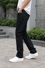 Men Black Straight Fit Baggy - Classic Denim Pants