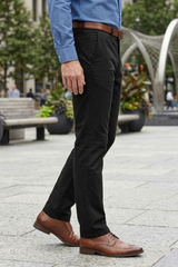 Men Black Satin-Finish Structure - Slim Fit Cotton Trousers 5127