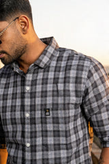 Classic Dark Grey Checked Shirt for Men – Everyday Wear WON