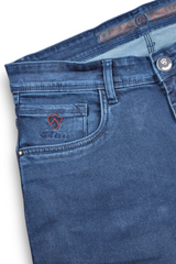 Atlance Mid-Wash Comfort Fit Jeans for Men | Dark Blue Denim Plain 261058985