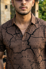 Trendy Coffee Printed Polo T-Shirt for Men | Modern Casual Style