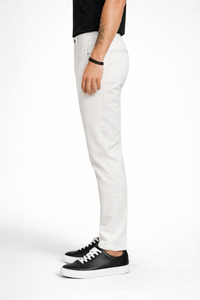 Men White Narrow Fit Structured Pants-TEM9404