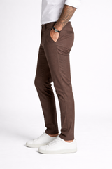 Men Brown Narrow Fit Structured Pants-TEM