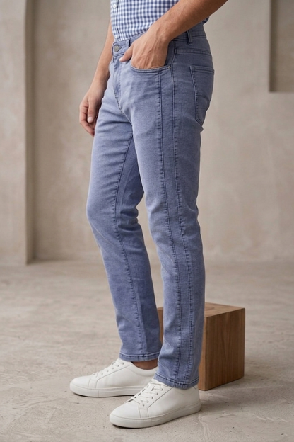 Men Light Blue Narrow Fit Jeans | Sulphur Plain-18