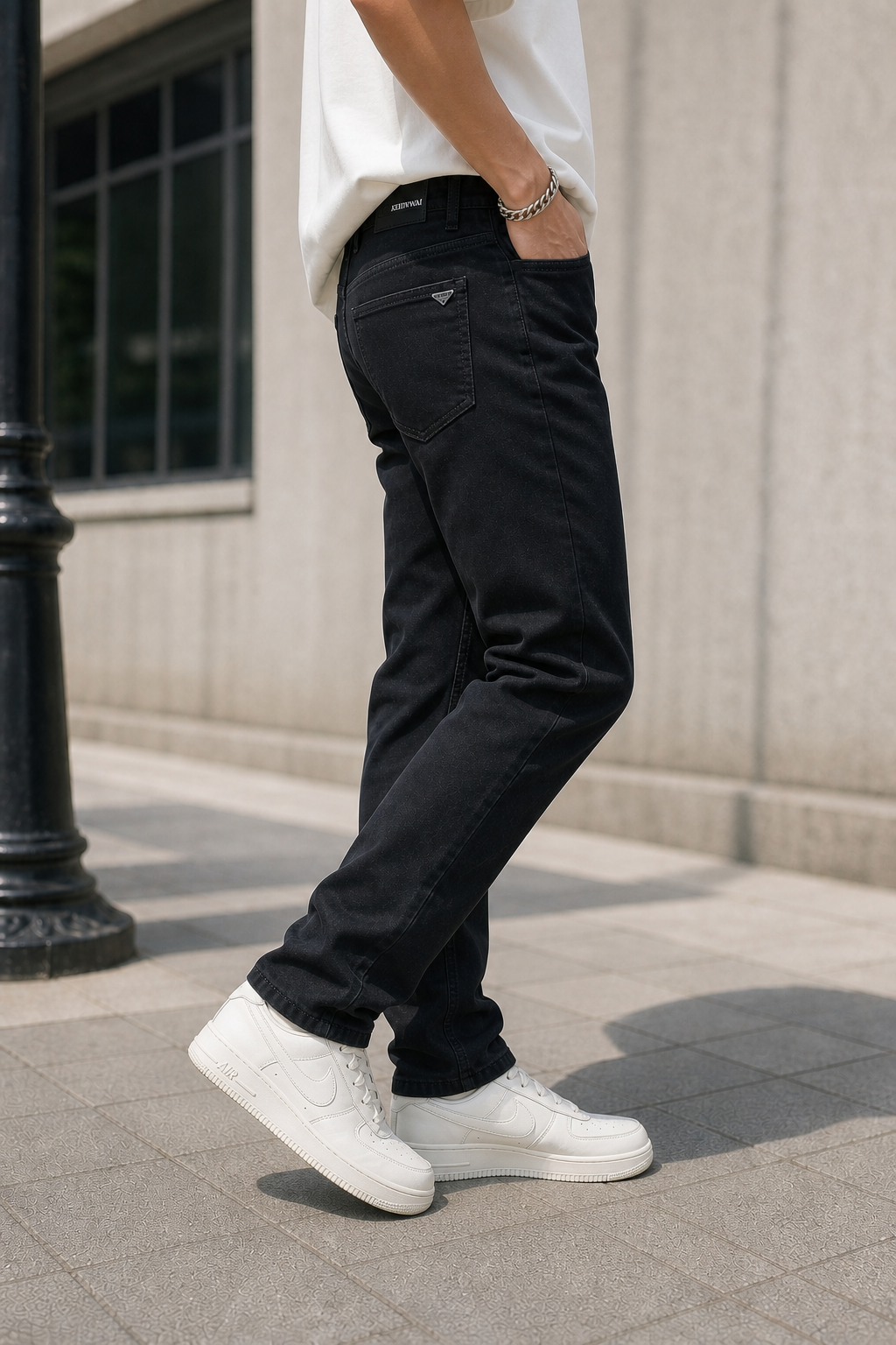 Premium Men Solid Black Casual Jeans Denim | ATL751729
