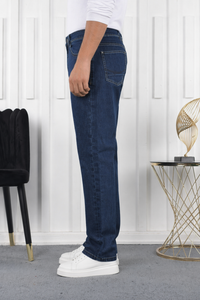 Men Straight Fit Blue Jeans - Classic Mid-Blue Denim Baggy | SBBGY16