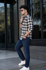 Men Premium Black Checkered Shirt – Casual Style OXFCH