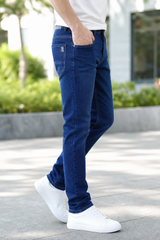 Men Jeans Dark Blue Ankle Fit Denim Casual Wear Machine Wash Premium Quality
