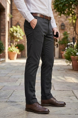 Mens Structure Black Textured Slim-Fit Casual Pants 5124