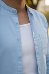 Skyblue Solid Cotton Casual Shirt | Minimalist Style-251205753
