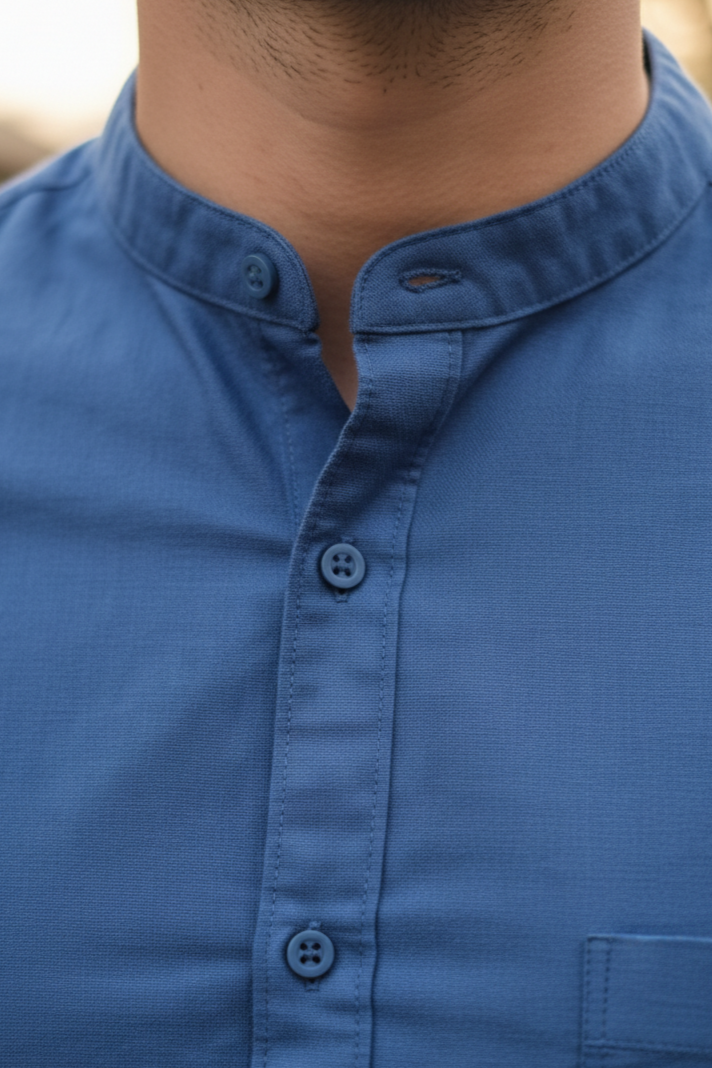 Navy Blue Solid Cotton Casual Shirt | Minimalist Style-251205753