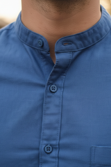 Navy Blue Solid Cotton Casual Shirt | Minimalist Style-251205753