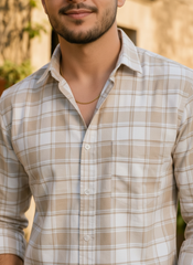 Cream Check Shirt for Men | Stay Stylish & On-Trend OXFCH