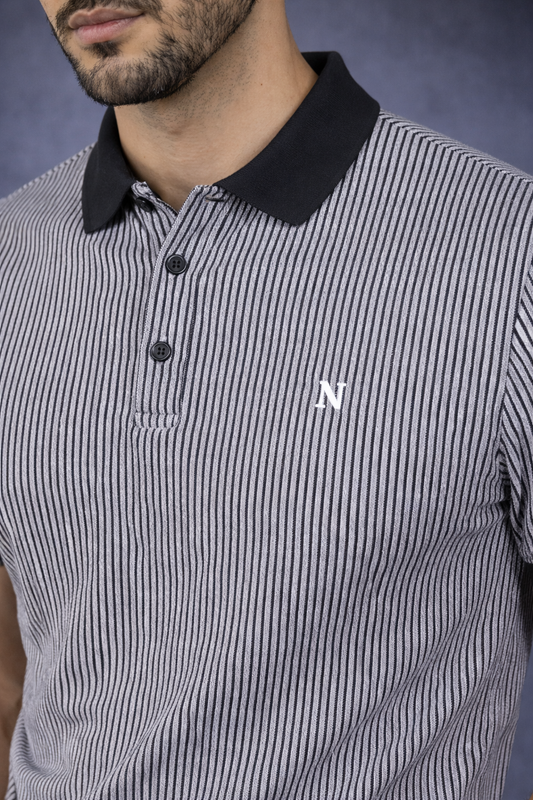 Men Black Striped Polo T-Shirt | Modern Casual Style 261023952