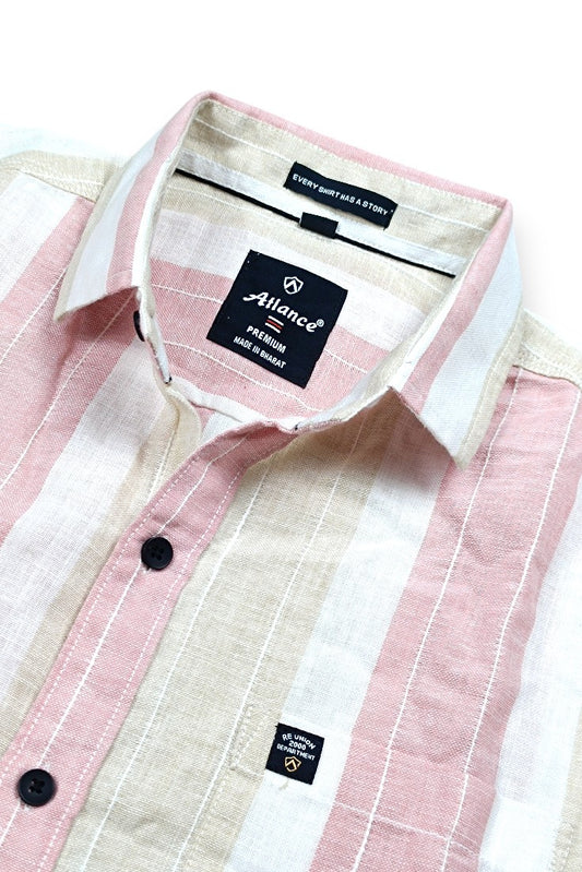 Men Pink Striped Shirt Outfit – Modern Street Style Look 261049715