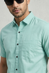 Men Casual Firozi Short Sleeve Shirt - Cotton Comfort 261049774
