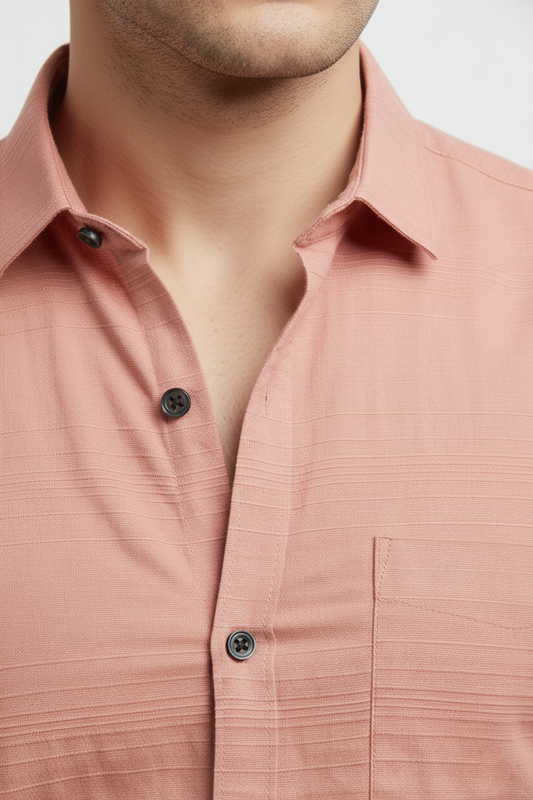Men Dark Peach Color Striped Cotton Shirt for Men | New Casual Collection-251185701