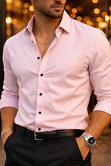 Men Pink Casual Shirt - Slim Fit Cotton Button Down 261049768