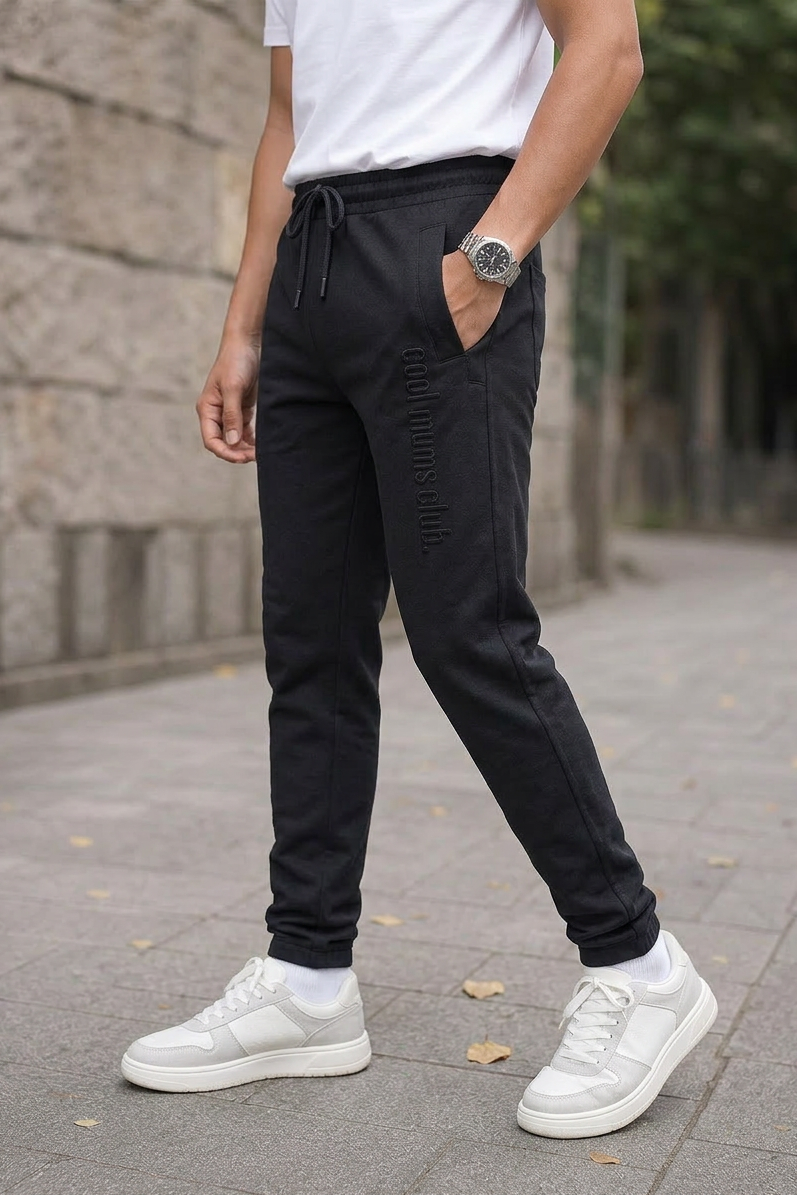 Premium Men Black Track Pant with Side Zip Pocket QZ-77