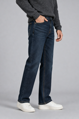 Classic & Comfortable: Men Straight Fit Dark Olive Wash Jeans Baggy