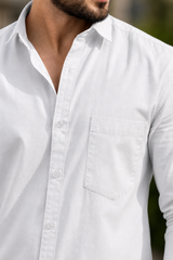 Men Premium White Solid Casual Shirt for Everyday Wear OXF