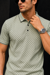 Men Pista Geometric Print Polo T-Shirt