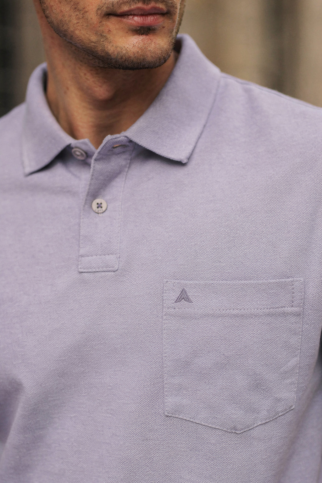 Men Lavender Cotton Polo T-Shirt with Pocket - Casual Short Sleeve Slim Fit 8622
