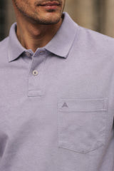 Men Lavender Cotton Polo T-Shirt with Pocket - Casual Short Sleeve Slim Fit 8622