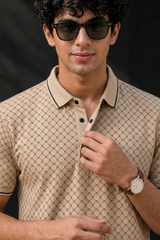 Men Fawn Geometric Print Polo T-Shirt