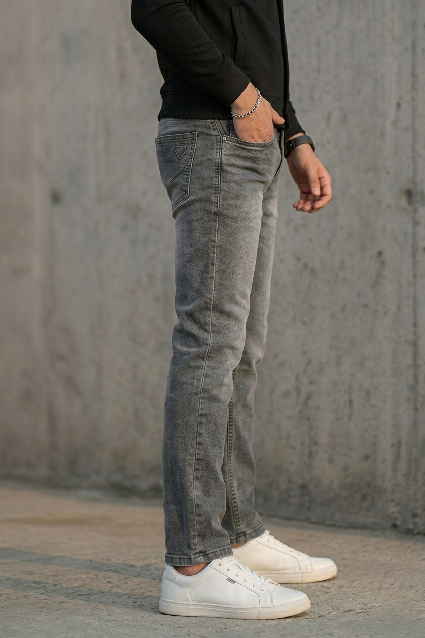 Men Olive Ankle Fit Jeans | Classic Denim 3999