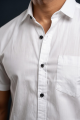 Men Casual White Short Sleeve Shirt - Cotton Comfort 261049774