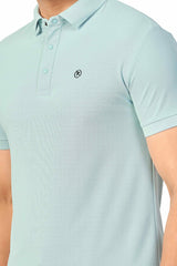 Skyblue Plain Collar T-Shirt | Half Sleeve Sinker Fabric | Casual & Sports Wear