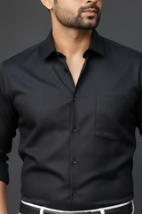 Atlance Classic Black Solid Formal Shirt - Slim Fit-FRM