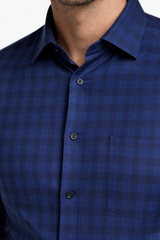 Atlance Blue & Black Micro-Check Business Formal Shirt-FRM