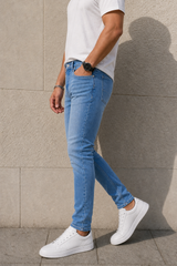 Skyblue Slim Fit Denim Jeans for Men Stretchable