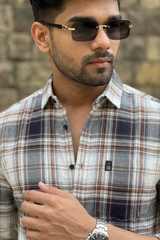 Brown Checks Cotton Shirt for Men - Stylish Multi-Color FABCK