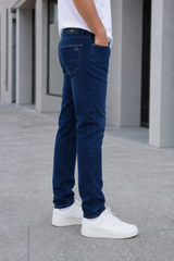 Dark Blue Blue Narrow Fit Jeans Men | Premium Denim