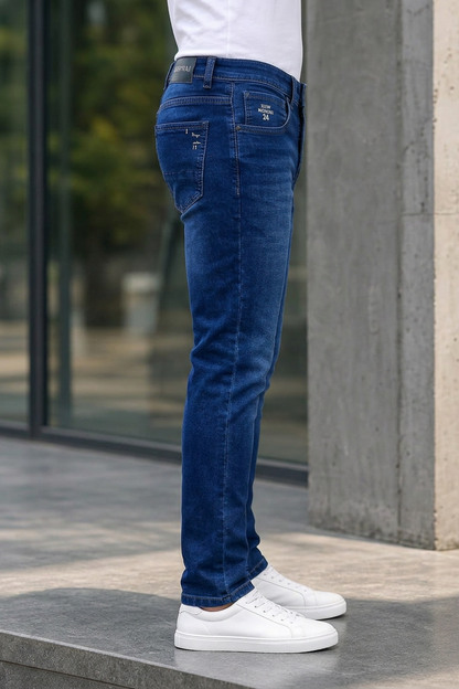 Fade Blue Ankle Fit Jeans for Men Denim Wash KJ-0142