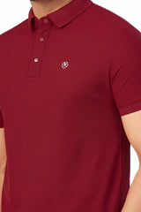 Maroon Plain Collar T-Shirt | Half Sleeve Sinker Fabric | Casual & Sports Wear