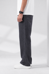 Men Straight Fit Jeans - Carbon Grey Wash Baggy