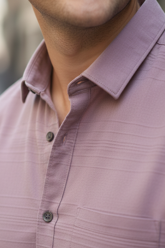 Men Onion Color Striped Cotton Shirt for Men | New Casual Collection-251185701