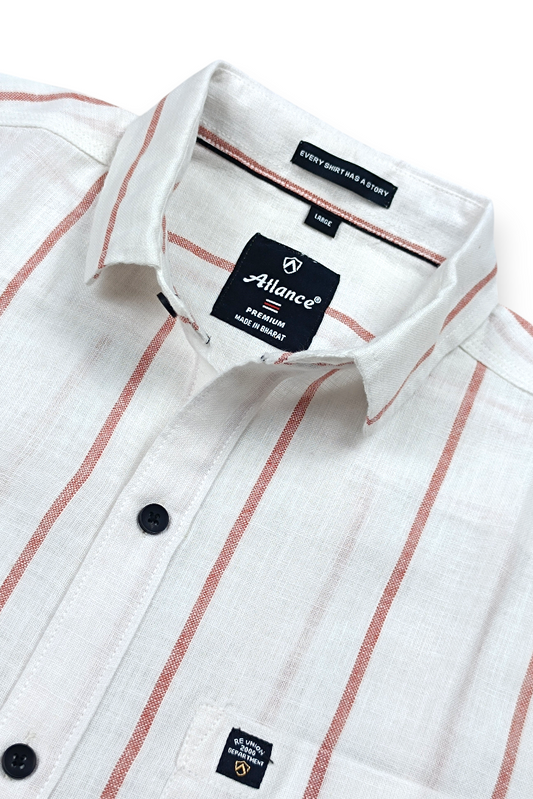 Men Rust Striped Shirt Outfit – Modern Street Style Look 261049715